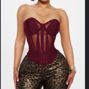 Fashion Nova Burgundy Corset Top